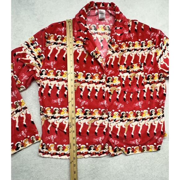 Holiday Time Pajamas Set Womens L Button Up Long Sleeve Dancing Girls Velour - Picture 11 of 13